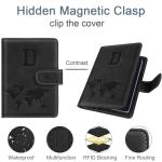 Passport Holder Wallet Cover Personalized Letter A-Z Travel Wallet RFID Blocking Passport Cover Wallet Case for Travel Passport Book Holders for Women and Men, Black-D