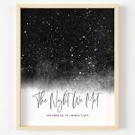 Personalized Star Map With Specific Dates & Place - Custom Constellation Map Print, Unframed- Special Occasion Star Chart Wall Art- Great Anniversary, Engagement, Wedding Romantic Gift (Black)