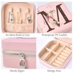Inngeroo Personalized Graduation Gifts for Women - Customized Teacher Appreciation Gifts - Travel Jewelry Case Box Organizer for Wife Daughter Aunt Friend Grandma - Initial M