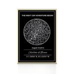 Custom Star Map Framed or Unframed Night Sky Print Constellation Map Star Chart Wall Art Poster Personalized for Specific Date Unique Gift for Him Meaningful Gift for Her - Black