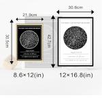 Custom Star Map Framed or Unframed Night Sky Print Constellation Map Star Chart Wall Art Poster Personalized for Specific Date Unique Gift for Him Meaningful Gift for Her - Black