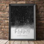 Personalized Star Map With Specific Dates & Place - Custom Constellation Map Print, Unframed- Special Occasion Star Chart Wall Art- Great Anniversary, Engagement, Wedding Romantic Gift (Black)
