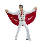 Kurt S. Adler Personalized Elvis Christmas Ornament - White Suit with Red Cape Holiday Tree Decoration with Custom Name