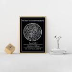 Custom Star Map Framed or Unframed Night Sky Print Constellation Map Star Chart Wall Art Poster Personalized for Specific Date Unique Gift for Him Meaningful Gift for Her - Black