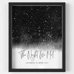 Personalized Star Map With Specific Dates & Place - Custom Constellation Map Print, Unframed- Special Occasion Star Chart Wall Art- Great Anniversary, Engagement, Wedding Romantic Gift (Black)