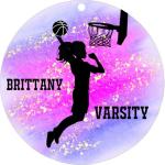 Basketball Christmas Ornament Personalized Girl Silhouette Round Holiday Tree Decoration with Custom Name