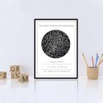 Custom Star Map Framed or Unframed Night Sky Print Constellation Map Star Chart Wall Art Poster Personalized for Specific Date Unique Gift for Him Meaningful Gift for Her - Black