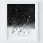 Personalized Star Map With Specific Dates & Place - Custom Constellation Map Print, Unframed- Special Occasion Star Chart Wall Art- Great Anniversary, Engagement, Wedding Romantic Gift (Black)