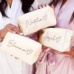 DayOfShe Personalized Name Makeup Bag Toiletry Bag for Bridesmaid Gifts Bridal Shower Wedding Gifts, Custom Cosmetic Bag for Best Friend Birthday Gifts