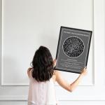 Custom Star Map Framed or Unframed Night Sky Print Constellation Map Star Chart Wall Art Poster Personalized for Specific Date Unique Gift for Him Meaningful Gift for Her - Black