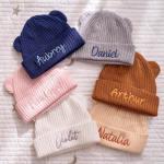 Personalized Knit Baby Hat with Name Embroidery