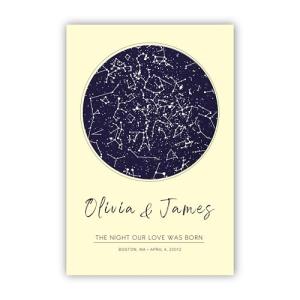 Custom Star - Personalized Stars, Night Sky Print, Stars Constellation Wall Art Gift for Her, Personalized Star chart for Specific Date Unique Gifts for Him, Meaningful Gifts for Her (Butter Cream, 8x10)