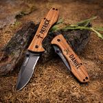 Personalized Engraved Oak Pocket Knife for Him