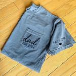Personalized Dad Est Year Pocket T-Shirt, Dad Pocket Shirt with Kid Name, Custom Children Names on Sleeve Shirt, Gift for Grandpa, Daddy, Papa, Birthday, Father's Day 1