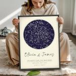 Custom Star - Personalized Stars, Night Sky Print, Stars Constellation Wall Art Gift for Her, Personalized Star chart for Specific Date Unique Gifts for Him, Meaningful Gifts for Her (Butter Cream, 8x10)