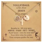 Volleyball Jewelry Gift for Teammate Dainty Cross Initial Necklace Letter B Pendant Personalized Christian Faith Necklace Sports Charm Jewelry for Fans or Gir Team Holiday Christmas Gift Idea