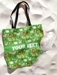 Bouncing Brick Designs Personalized Tote Bag - Farm Animals, Custom Name/Text, Reusable w/Straps, Canvas Cloth Fabric, Customized Gift Idea, Birthday/Christmas/Holiday Present, 13x13