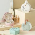 NYLGOXITK Personalized jewelry box with customized name and birth flower shape - Upgradable LED lights + mirror version - Designed specifically for women/girls/bridesmaids, suitable as a gift.