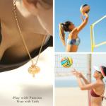 Volleyball Jewelry Gift for Teammate Dainty Cross Initial Necklace Letter B Pendant Personalized Christian Faith Necklace Sports Charm Jewelry for Fans or Gir Team Holiday Christmas Gift Idea