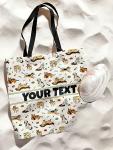Bouncing Brick Designs Personalized Tote Bag - Dogs, Custom Name/Text, Reusable w/Straps, Canvas Cloth Fabric, Customized Gift Idea, Birthday/Christmas/Holiday Present, 18x18