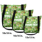Bouncing Brick Designs Personalized Tote Bag - Farm Animals, Custom Name/Text, Reusable w/Straps, Canvas Cloth Fabric, Customized Gift Idea, Birthday/Christmas/Holiday Present, 13x13