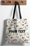 Bouncing Brick Designs Personalized Tote Bag - Dogs, Custom Name/Text, Reusable w/Straps, Canvas Cloth Fabric, Customized Gift Idea, Birthday/Christmas/Holiday Present, 18x18