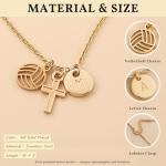 Volleyball Jewelry Gift for Teammate Dainty Cross Initial Necklace Letter B Pendant Personalized Christian Faith Necklace Sports Charm Jewelry for Fans or Gir Team Holiday Christmas Gift Idea
