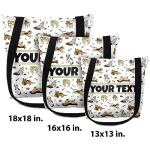 Bouncing Brick Designs Personalized Tote Bag - Dogs, Custom Name/Text, Reusable w/Straps, Canvas Cloth Fabric, Customized Gift Idea, Birthday/Christmas/Holiday Present, 18x18