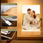 Bulaient Personalized Picture Frame, Custom Photo Frame with Night Light, Custom Picture Frames, Personalized Anniversary Birthday Gifts for Women Men Her Him Girlfriend Boyfriend Couple