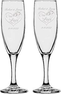 Personalized Engraved Heart Champagne Flutes Set