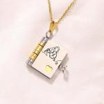 Granddaughter Book Necklace, For Granddaughters - The Most Beautiful Chapter Books Adjustable Silver Gold Book Pendant with 6 Pages Engraved Information Jewelry Gifts from Grandma (Granddaughter-with card)