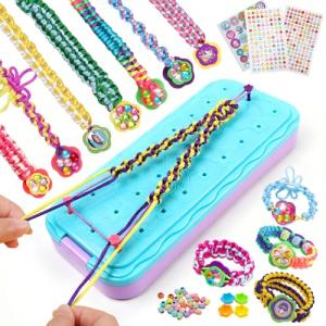 DDAI Birthday Gift Friendship Bracelet Kit for Girls Age 8-12 – Arts and Crafts Kits - Gem-Decorated DIY Craft Set with Threads & Beads – Ideal Holiday Present for Kids Age 7 9 10 11 Years Olds Toys