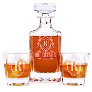 Custom Whiskey Decanter Set with Personalized Glasses