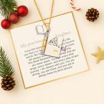 Granddaughter Book Necklace, For Granddaughters - The Most Beautiful Chapter Books Adjustable Silver Gold Book Pendant with 6 Pages Engraved Information Jewelry Gifts from Grandma (Granddaughter-with card)