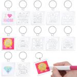Trnayi 24 Pcs Mom Craft DIY Acrylic Color Your Own Keychains Bulk for Mother Good Mom Ever Paper Crafts Gifts Kit for Happy Mother Gifts Activities