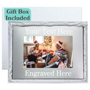 Personalized Picture Frame with Gifts Box, Custom Aluminum Picture Frames 5x7/4x6 Photo Size - Add Your Custom Text Engraved Aluminum Hanging/Tabletop, Personalized Group Family Photo Picture