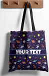 Bouncing Brick Designs Personalized Tote Bag - Outer Space, Custom Name/Text, Reusable w/Straps, Canvas Cloth Fabric, Customized Gift Idea, Birthday/Christmas/Holiday Present, 16x16