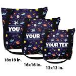 Bouncing Brick Designs Personalized Tote Bag - Outer Space, Custom Name/Text, Reusable w/Straps, Canvas Cloth Fabric, Customized Gift Idea, Birthday/Christmas/Holiday Present, 16x16