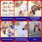 Ferraycle 16 Packs Patriotic Pets Magnet Crafts Kit 4th of July Felt Patriotic Crafts Memorial Day Refrigerator Magnets Independence Day Gifts for Home DIY Holiday Decorations