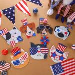 Ferraycle 16 Packs Patriotic Pets Magnet Crafts Kit 4th of July Felt Patriotic Crafts Memorial Day Refrigerator Magnets Independence Day Gifts for Home DIY Holiday Decorations