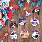 Ferraycle 16 Packs Patriotic Pets Magnet Crafts Kit 4th of July Felt Patriotic Crafts Memorial Day Refrigerator Magnets Independence Day Gifts for Home DIY Holiday Decorations