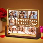 Ship Next Day-Personalized Christmas Gifts Idea for Bestfriend, Custom Acrylic Picture Walnut Frame with LED Warm Night Light, Customized Best friend Birthday Gifts for BFF Bestie Women Female