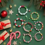 Gionlion Christmas Beads Bracelet Making Kit, 800 Pcs Polymer Clay Beads Jewelry Kit for Girls, Holiday DIY Craft with Christmas Crafts Charms, Perfect Stocking Stuffer for Kids