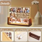 Ship Next Day-Personalized Christmas Gifts Idea for Bestfriend, Custom Acrylic Picture Walnut Frame with LED Warm Night Light, Customized Best friend Birthday Gifts for BFF Bestie Women Female