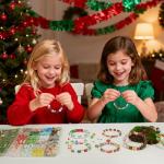 Gionlion Christmas Beads Bracelet Making Kit, 800 Pcs Polymer Clay Beads Jewelry Kit for Girls, Holiday DIY Craft with Christmas Crafts Charms, Perfect Stocking Stuffer for Kids