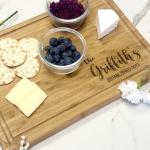Personalized Cutting Board, Custom Bamboo Engraved Charcuterie Boards - Present for Wedding, Bridal Shower, Anniversary, Housewarming Gift Idea for Couples, Engraved Chopping Boards.
