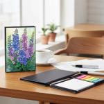 C'eitura 5D DIY Violets Rhinestone Art Notebook - Diamond Art Painting Journal Kit with Sparkling Gems, Floral Theme Gift for Women & Girls, Holiday & Birthday Present