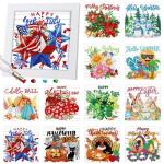 Trandraft 13 Pcs Interchangeable Holiday Diamond Art Kits for Adults 5D Framed Seasonal DIY Diamond Paint with Full Drill Gems for Beginner Monthly Table Craft Gift Decor (Lively Style)