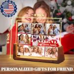 Ship Next Day-Personalized Christmas Gifts Idea for Bestfriend, Custom Acrylic Picture Walnut Frame with LED Warm Night Light, Customized Best friend Birthday Gifts for BFF Bestie Women Female