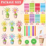 Motipuns 48 Pack Mother's Day Crafts Gifts Spring Paper Flower Pot Craft Kits Spring Make Your Own Flowers Craft with Sticker DIY Thanks Teacher Decoration for Home Education Fun Art Holiday Activitiy